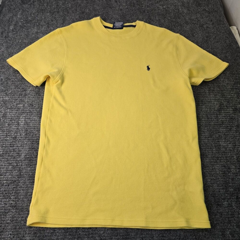 Polo Ralph Lauren Sleepwear Shirt Mens Large Yellow Waffle Knit Pajama Top